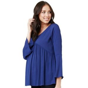 Blue Ripe Boho Maternity Blouse
